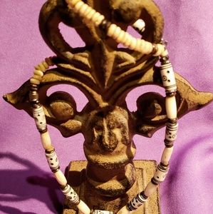 Tribal carved bone necklace
